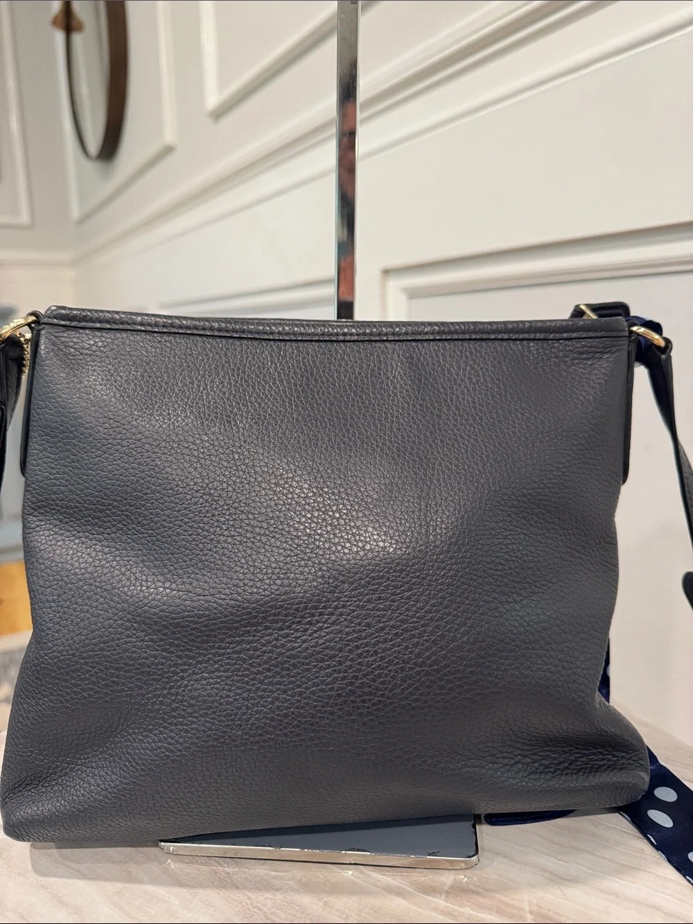 Coach Bag Dark Navy Pebbled Leather File Crossbody - Picture 8 of 17